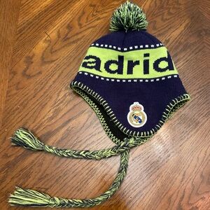 Real Madrid Knit Winter Hat w/ Ear Flaps & Pom Pom | One Size